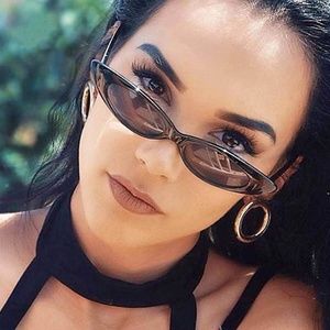 Designer Small Cat Eye Sunglasses Black Lens Thin